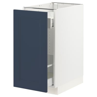 SEKTION / MAXIMERA Base cabinet with pull-out storage, white Axstad/matte blue, 15x24x30 "