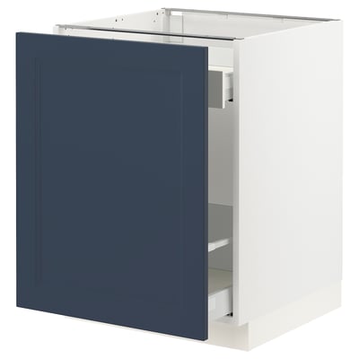 SEKTION / MAXIMERA Base cabinet with pull-out storage, white Axstad/matte blue, 24x24x30 "