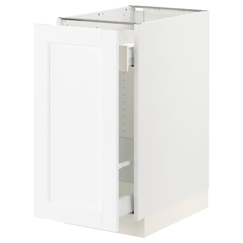 Ikea SEKTION white cabinet with door and top shelf.