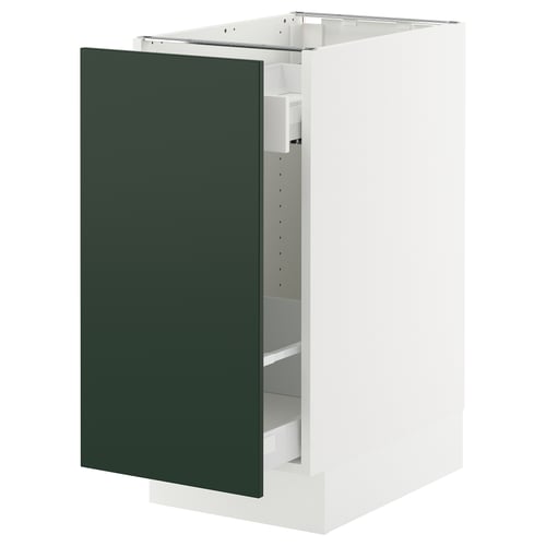 SEKTION kitchen cabinet in green with white frame, modern, square, two-tone design.