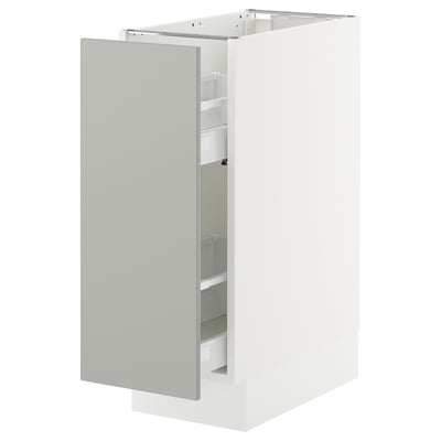 SEKTION / MAXIMERA Base cabinet with pull-out storage, white/Havstorp light gray, 12x24x30 "