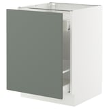 SEKTION / MAXIMERA Base cabinet with pull-out storage, white/Nickebo matte grey-green, 24x24x30 "
