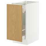 SEKTION / MAXIMERA Base cabinet with pull-out storage, white/Sinarp oak veneer, 15x24x30 "