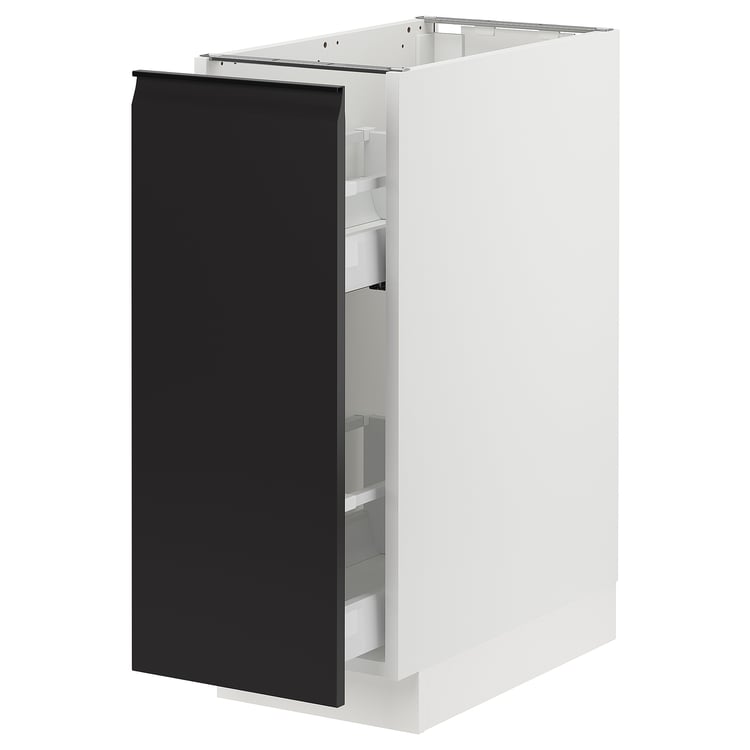 SEKTION / MAXIMERA base with pullout storage, white/Upplöv matte anthracite, 12x24x30