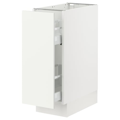 White SEKTION cabinet, modern design, pull-out drawer, sturdy construction.