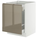 SEKTION / MAXIMERA Base cabinet with pull-out storage, white/Voxtorp high-gloss dark grey-brown, 24x24x30 "