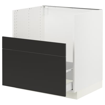 SEKTION kitchen unit in white with black drawer, modern design.