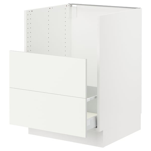 SEKTION kitchen unit, white. Square with drawers, metallic accents.