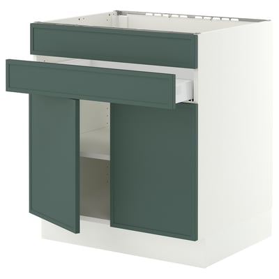 SEKTION / MAXIMERA Base cb f cktp/2 drs/2 frnt/1 drwr, white/Aspudden dark gray-green, 30x24x30 "