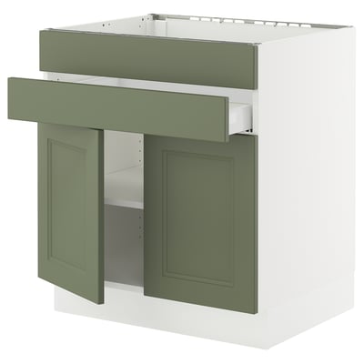 SEKTION / MAXIMERA Base cb f cktp/2 drs/2 frnt/1 drwr, white/Axstad gray-green, 30x24x30 "