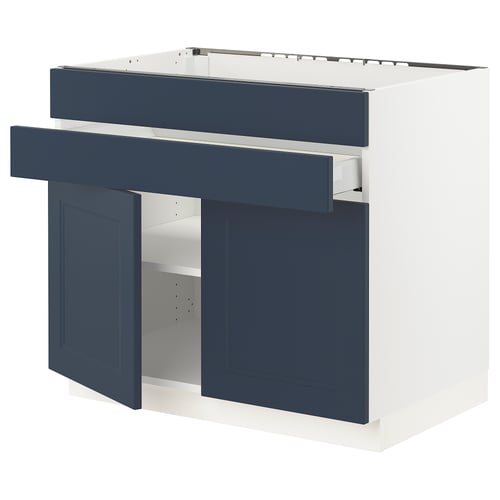SEKTION kitchen unit, blue & white, modern design, with adjustable shelves.