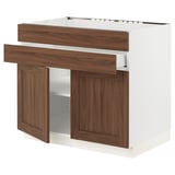 SEKTION / MAXIMERA Base cb f cktp/2 drs/2 frnt/1 drwr, white Enköping/brown walnut effect, 36x24x30 "