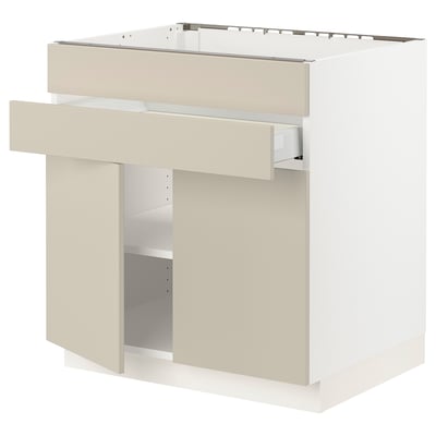 SEKTION / MAXIMERA Base cb f cktp/2 drs/2 frnt/1 drwr, white/Havstorp beige, 30x24x30 "