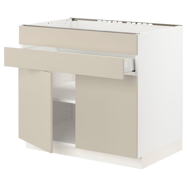 SEKTION / MAXIMERA Base cb f cktp/2 drs/2 frnt/1 drwr, white/Havstorp beige, 36x24x30 "