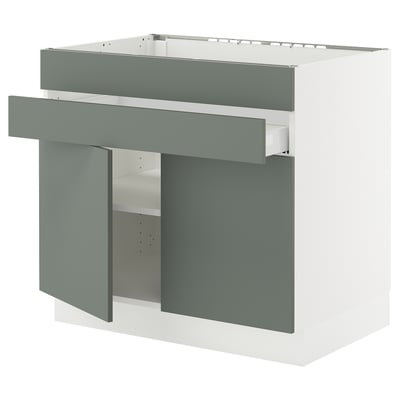 SEKTION / MAXIMERA Base cb f cktp/2 drs/2 frnt/1 drwr, white/Nickebo matte grey-green, 36x24x30 "