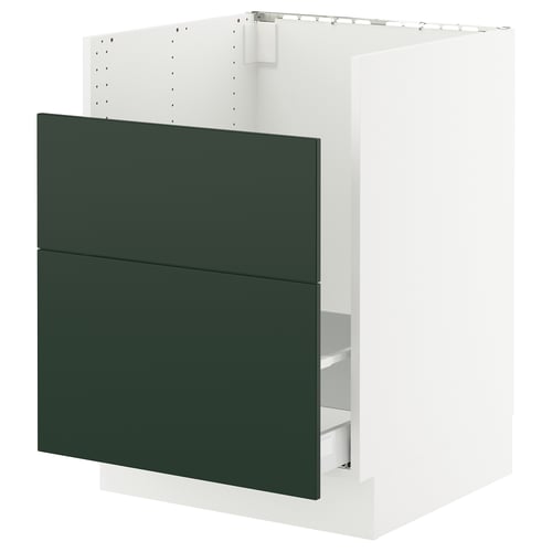 Ikea SEKTION base cabinet, green havstorp fronts, white frame.