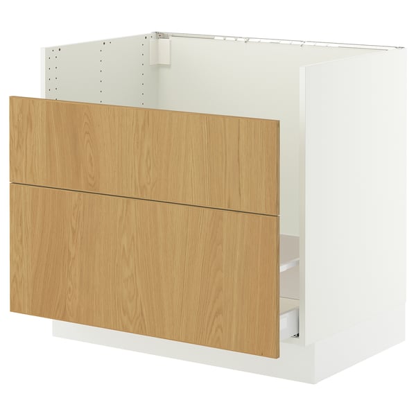 SEKTION / MAXIMERA Base cb f HAVSEN snk/recyc/2 fr, white/Sinarp oak veneer, 36x24x30 "