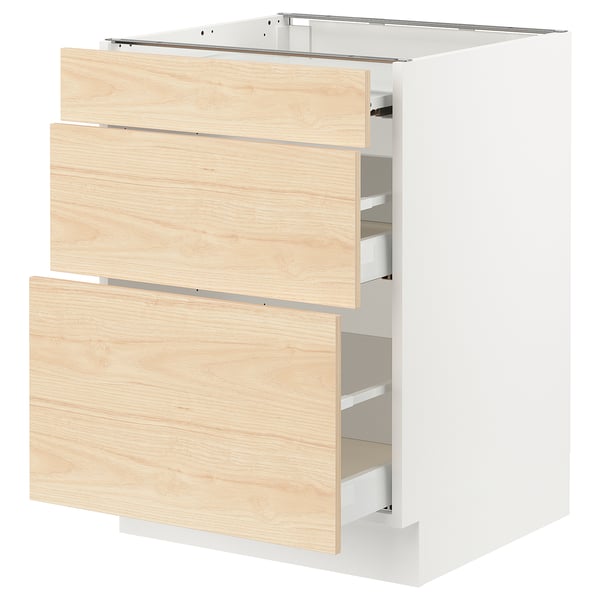 SEKTION / MAXIMERA Bc w pull-out work surface/2drw, white/Askersund light ash effect, 24x24x30 "