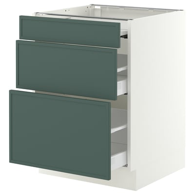 SEKTION / MAXIMERA Bc w pull-out work surface/2drw, white/Aspudden dark gray-green, 24x24x30 "