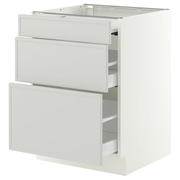 SEKTION / MAXIMERA Bc w pull-out work surface/2drw, white/Aspudden light gray, 24x24x30 "