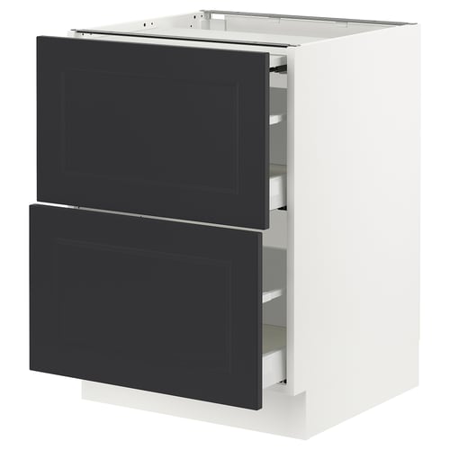 SEKTION kitchen unit with black drawers and white frame, modern design.