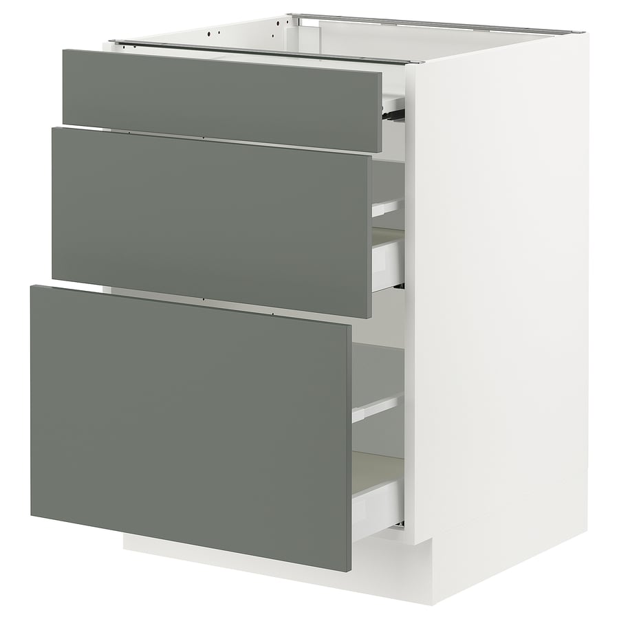 SEKTION / MAXIMERA bc w pullout work surface/2drw, white/Bodarp graygreen, 24x24x30" IKEA