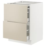 SEKTION / MAXIMERA Bc w pull-out work surface/2drw, white/Havstorp beige, 24x24x30 "