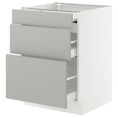 SEKTION / MAXIMERA Bc w pull-out work surface/2drw, white/Havstorp light gray, 24x24x30 "