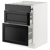SEKTION / MAXIMERA Bc w pull-out work surface/2drw, white/Lerhyttan black stained, 24x24x30 "