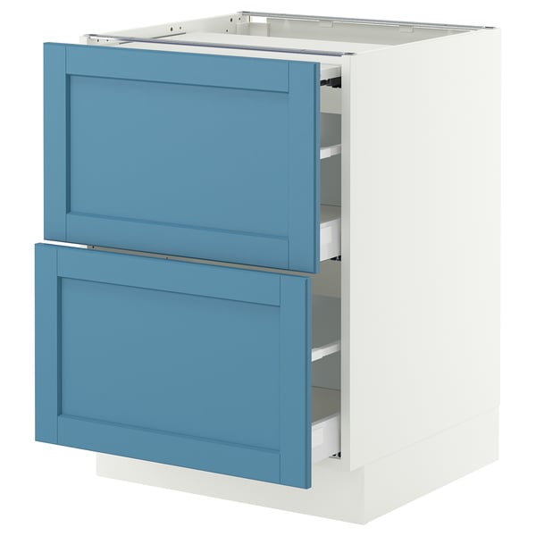 SEKTION / MAXIMERA Bc w pull-out work surface/2drw, white/Lerhyttan blue, 24x24x30 "