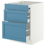 SEKTION / MAXIMERA Bc w pull-out work surface/2drw, white/Lerhyttan blue, 24x24x30 "