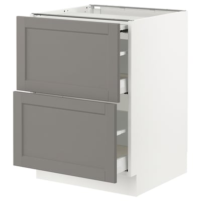 SEKTION / MAXIMERA Bc w pull-out work surface/2drw, white/Lerhyttan light gray, 24x24x30 "