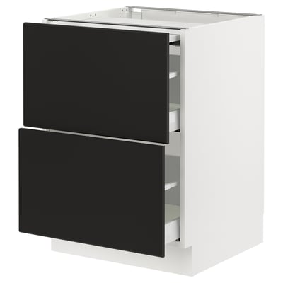 SEKTION / MAXIMERA Bc w pull-out work surface/2drw, white/Nickebo matte anthracite, 24x24x30 "