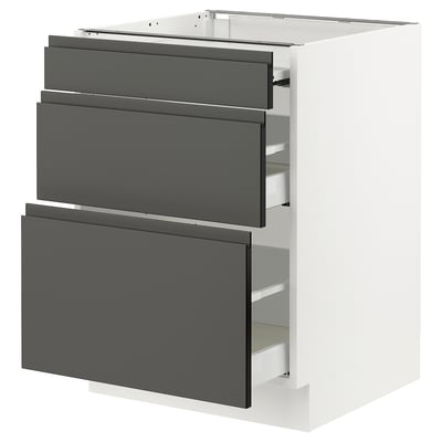SEKTION / MAXIMERA Bc w pull-out work surface/2drw, white/Voxtorp dark gray, 24x24x30 "