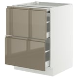 SEKTION / MAXIMERA Bc w pull-out work surface/2drw, white/Voxtorp high-gloss dark grey-brown, 24x24x30 "