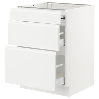 SEKTION / MAXIMERA Bc w pull-out work surface/2drw, white/Voxtorp matte white, 24x24x30 "