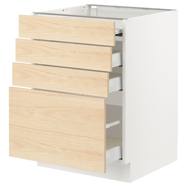 SEKTION / MAXIMERA Bc w pull-out work surface/3drw, white/Askersund light ash effect, 24x24x30 "