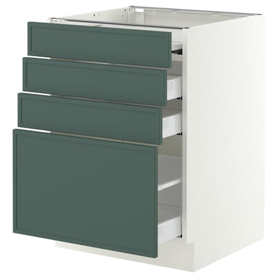 SEKTION / MAXIMERA Bc w pull-out work surface/3drw, white/Aspudden dark gray-green, 24x24x30 "