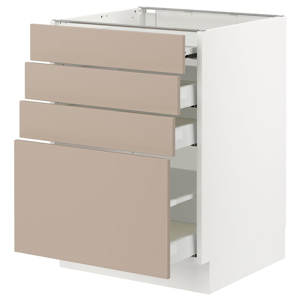 SEKTION / MAXIMERA Bc w pull-out work surface/3drw, white/Havstorp beige, 24x24x30 "