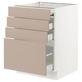SEKTION / MAXIMERA Bc w pull-out work surface/3drw, white/Havstorp beige, 24x24x30 "