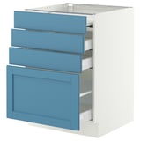 SEKTION / MAXIMERA Bc w pull-out work surface/3drw, white/Lerhyttan blue, 24x24x30 "