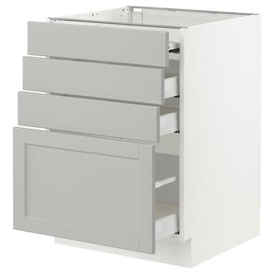 SEKTION / MAXIMERA Bc w pull-out work surface/3drw, white/Lerhyttan light gray, 24x24x30 "