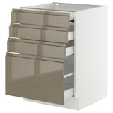 SEKTION / MAXIMERA Bc w pull-out work surface/3drw, white/Voxtorp high-gloss dark grey-brown, 24x24x30 "