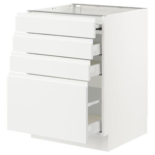 SEKTION modern white kitchen cabinet with three drawers, sleek design, minimalist handles.