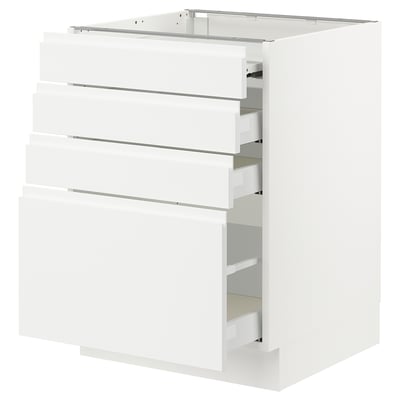 SEKTION / MAXIMERA Bc w pull-out work surface/3drw, white/Voxtorp matte white, 24x24x30 "