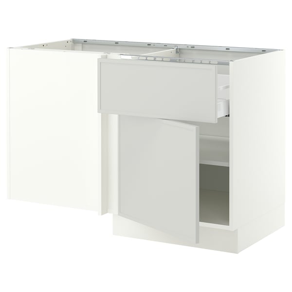 SEKTION / MAXIMERA Corner base cab w drawer and shelf, white/Aspudden light gray, 50x24x30 "