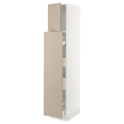 This image shows an ikea SEKTION kitchen cabinet in beige with two doors, one above the other, featuring a sleek and modern design.