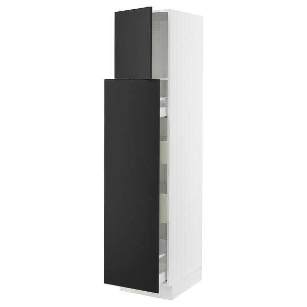 SEKTION / MAXIMERA Hc w p-o func 1dr/4drw, white/Nickebo matte anthracite, 18x24x80 "