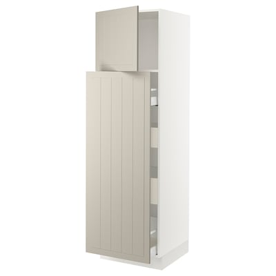 SEKTION / MAXIMERA Hc w p-o func 1dr/4drw, white/Stensund beige, 24x24x80 "