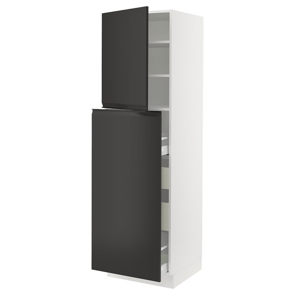 SEKTION / MAXIMERA Hc w p-o func 1dr/4drw, white/Upplöv matte anthracite, 24x24x80 "
